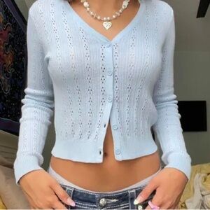 YesStyle Light Blue Knit Button-Up Cardigan